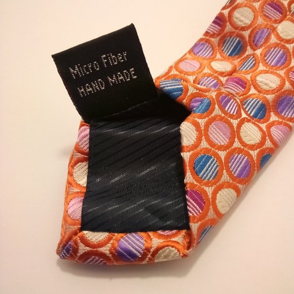 Gianfranco Italy Polka dots w/pocket hanky multi-color micro fiber hand made tie - Picture 6 of 6
